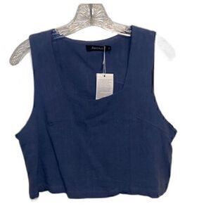 Automet Linen Blend Crop Tank Top M NWT